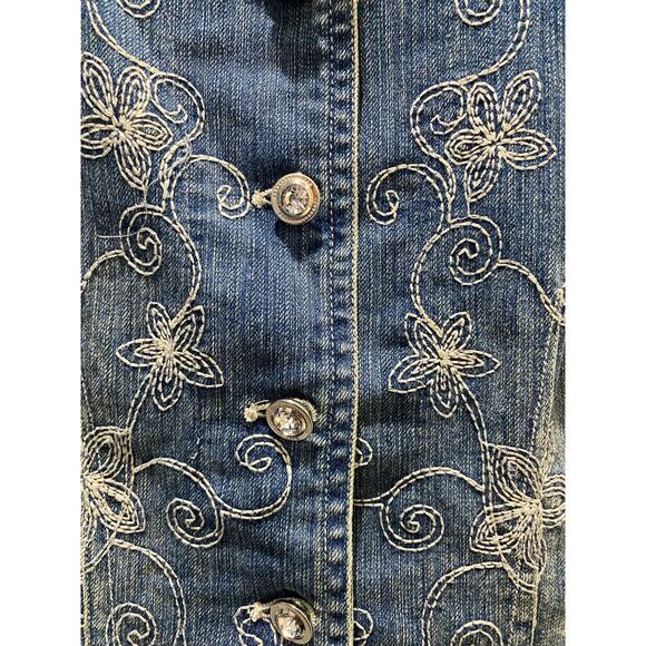 Cache Woman Long Jean Jacket dress Vitg Blue Denim Light Wash 90s Y2K L - Picture 3 of 11